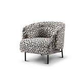 Side angle of modern black and white accent chair